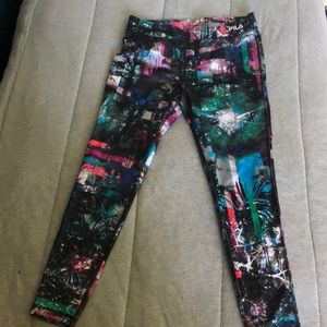 Fila running leggings, woodsy color block pattern